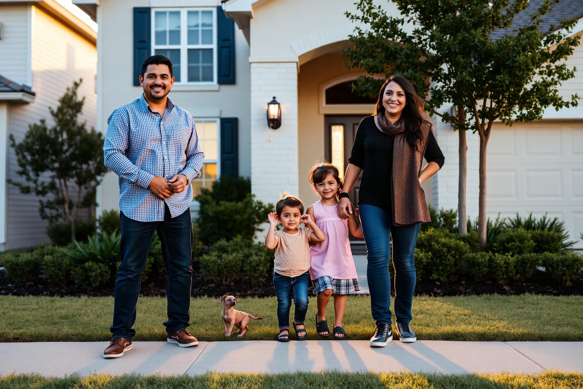 Happy family at their new home